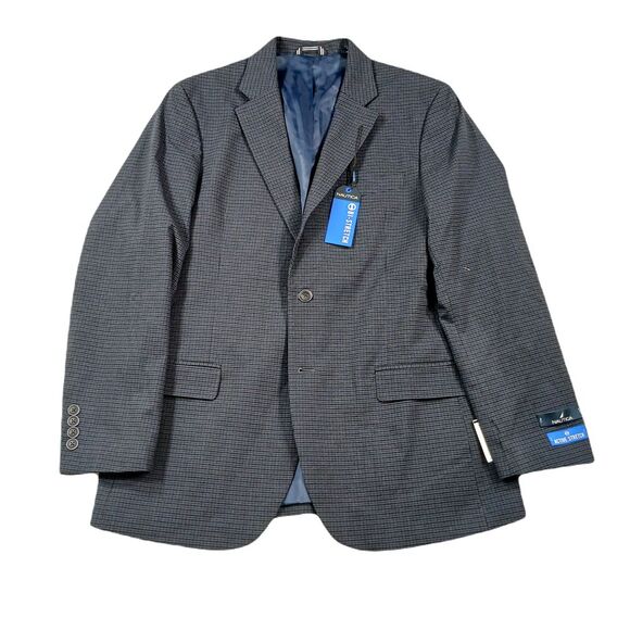 Nautica Suit Jacket Mens 40R 40 Blue Tick‎ Check Modern-Fit Bi-Stretch $295 - Picture 1 of 13